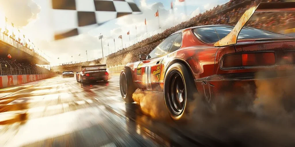 Racing cars on a track
