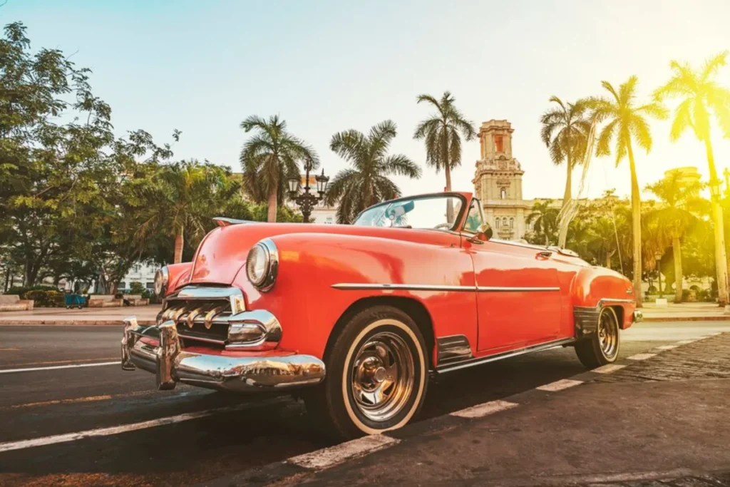 Classic convertible car in sunlight
