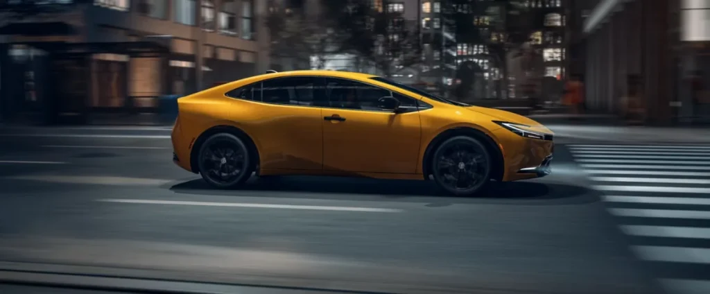 Yellow car in urban setting